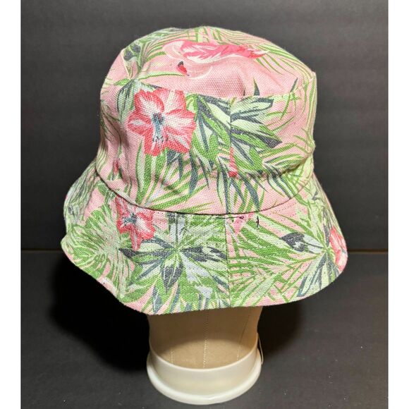 Marcus Adler NY Pink Tropical Floral Flamingo Bucket Hat One Size Beach Sun - Picture 2 of 3